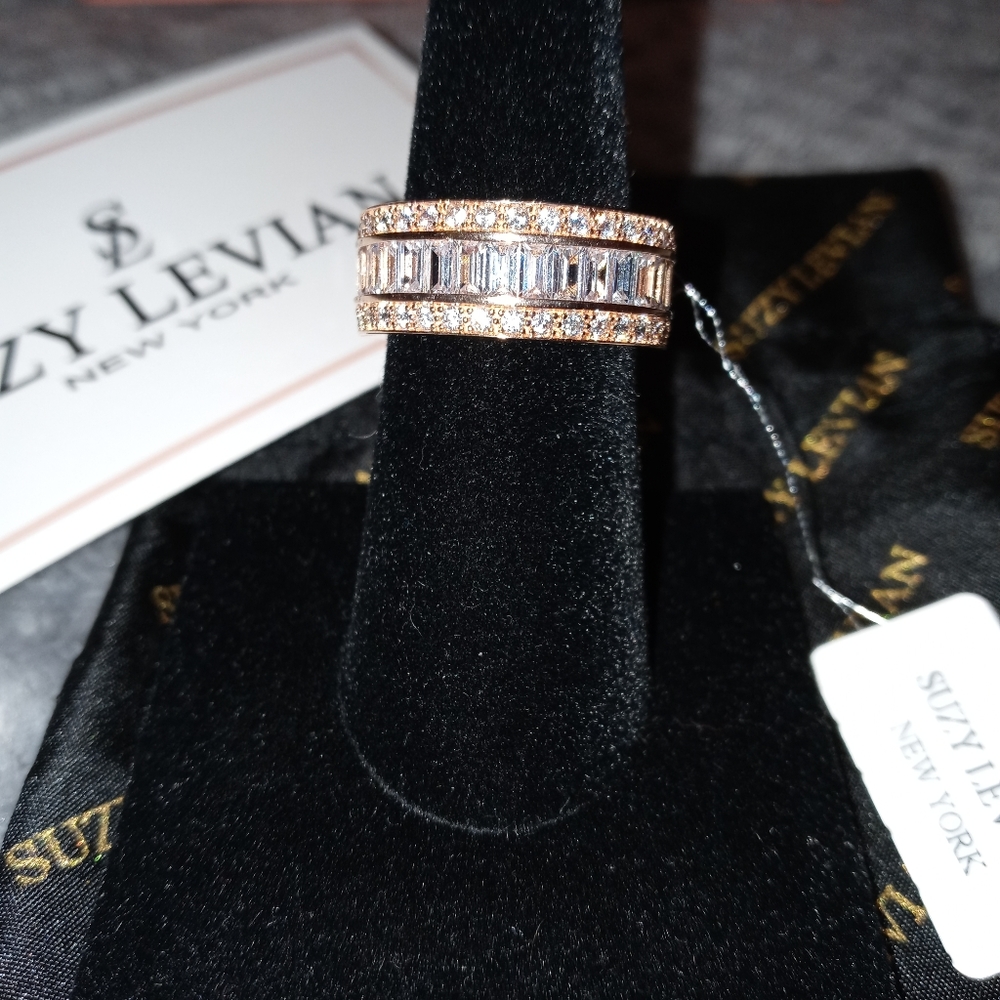 14K Rose Gold Plated Sterling Silver Baguette Cut - Picture 2 of 14